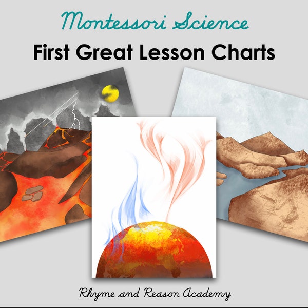 Grafici della prima grande lezione Montessori - Download istantaneo PDF, Poster stampabile Montessori fai da te, Scienze elementari, Grafici impressionistici