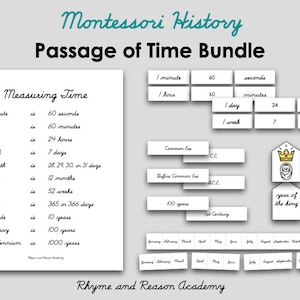 Passage of Time Montessori History Bundle - Telling Time, Instant Download PDF, Homeschool Printable, Montessori Material Lower Elementary