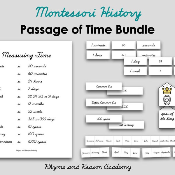 Passage of Time Montessori History Bundle - Telling Time, Instant Download PDF, Homeschool Printable, Montessori Material Lower Elementary