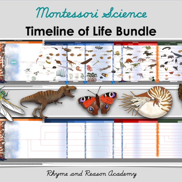 Printable Timeline of Life Bundle - Montessori Second Great Lesson, The Coming of Life, Elementary Science, Instant Download PDF