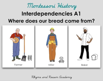 Interdependencies Cards A1 Bread - Montessori Social Studies, Instant Download PDF, Homeschool Printable, Lower Elementary History