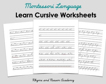 Lowercase Cursive Workbook - Printable Montessori Cursive practice, Cursive Practice worksheets, Homeschool printable, Cursive for Students