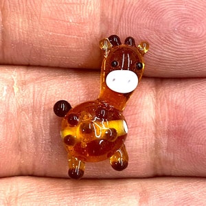 Handmade Murano Glass Giraffe Charm: Tiny Animal Bead (15x23mm)