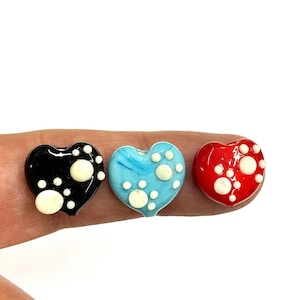 16x15mm Glass Murano Heart Beads, Lampwork Beads, Murano Beads, Handblown Glass Beads, Heart Beads , DIY Bracelet Handmade Beads