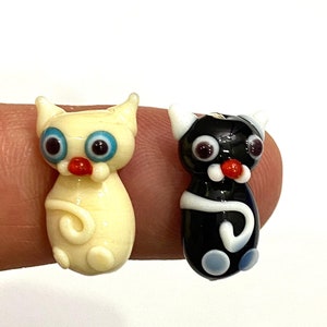 Perline di vetro di Murano fatte a mano da 10 x 20 mm a forma di gatto, ciondolo di gatto di Murano, perline di animali di Murano, accessori in vetro di Murano, alta qualità, piccoli ciondoli di Murano