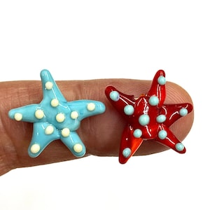 Perline di vetro Murano a forma di stella marina da 20 x 20 mm, perline di lavorazione a lume, perline di Murano, perline di vetro soffiato a mano, perline di stelle marine, perline fatte a mano per braccialetti fai da te