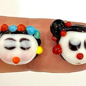 Lampwork Murano Face Beads: Mundgeblasene Glasperlen (17 x 15 mm)