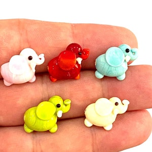 Perle di vetro Murano a forma di elefante da 15 x 12 mm, perle di lavorazione a lume, perle di Murano, perle di vetro soffiato a mano, perle di animali, perle fatte a mano per braccialetti fai da te