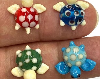 Lampwork Murano Glass Turtle Beads: Handblown DIY Jewelry (13x21mm)