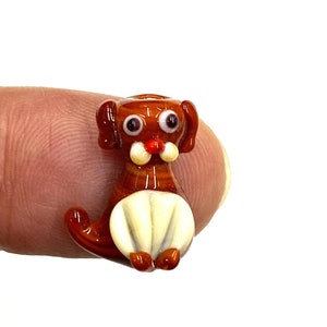 Handblown Murano Glass Dog Beads: Lampwork DIY Jewelry (19x13mm)