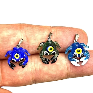 Murano Glass Evil Eye Crab Pendant: Artisan Lampwork Bead (16x10 mm)