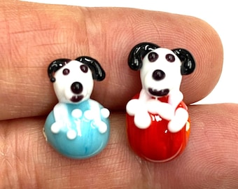 12x18 mm Glass Murano Dog Bead, Lampwork Beads, Murano Beads, Handblown Glass Beads,Dog  Beads, DIY Bracelet Handmade Beads, Handmade Beads