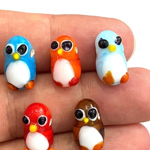 10x18 mm Glass Murano Penguin Beads, Lampwork Beads, Murano Beads, Handblown Glass Beads, Penguin Beads , DIY Bracelet Handmade Beads
