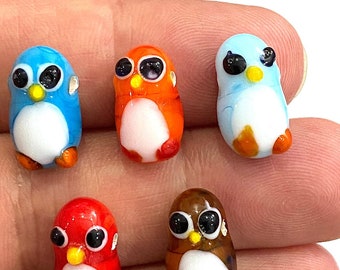 Murano Glass Penguin Beads: Lampwork DIY Jewelry (10x18 mm)