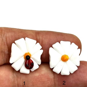 19mm Glass Murano Ladybug Beads, Lampwork Beads, Murano Beads, Handblown Glass Beads, Daisy Beads , DIY Bracelet Handmade Beads