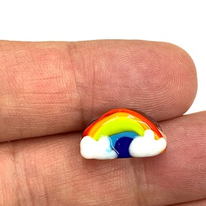 Rainbow Murano Glass Bead: Handblown Lampwork Bead (9x16mm)