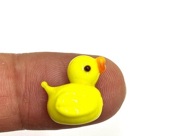 Handblown Glass Duck Bead: Yellow Murano Lampwork Bead (12x15 mm)