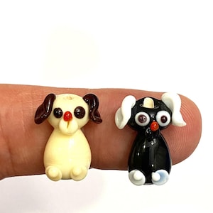 Murano Glass Dog Beads: Handblown Lampwork Animal Beads (14x21mm)