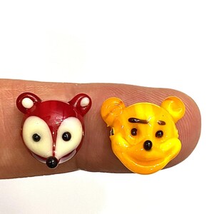 16x14mm Glass Murano Fox Beads, Lampwork Beads, Murano Beads, Handblown Glass Beads, Fox Beads , DIY Bracelet Handmade Beads