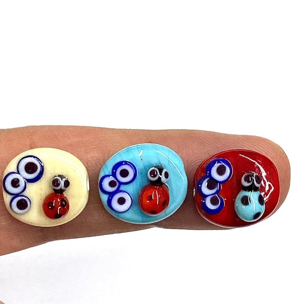 15x14 mm Glass Murano Beads, Lampwork Beads, Murano Beads, Handblown Glass Beads, Beads, DIY Bracelet Handmade Beads ,Ladybug Beads