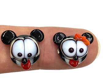 16x16mm Murano Glass Mickey Beads: Handblown Lampwork Charms