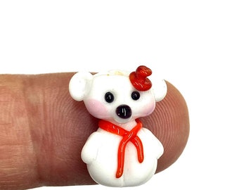 Murano Glass Bear Bead: Handblown Lampwork DIY Charm (20x15 mm)
