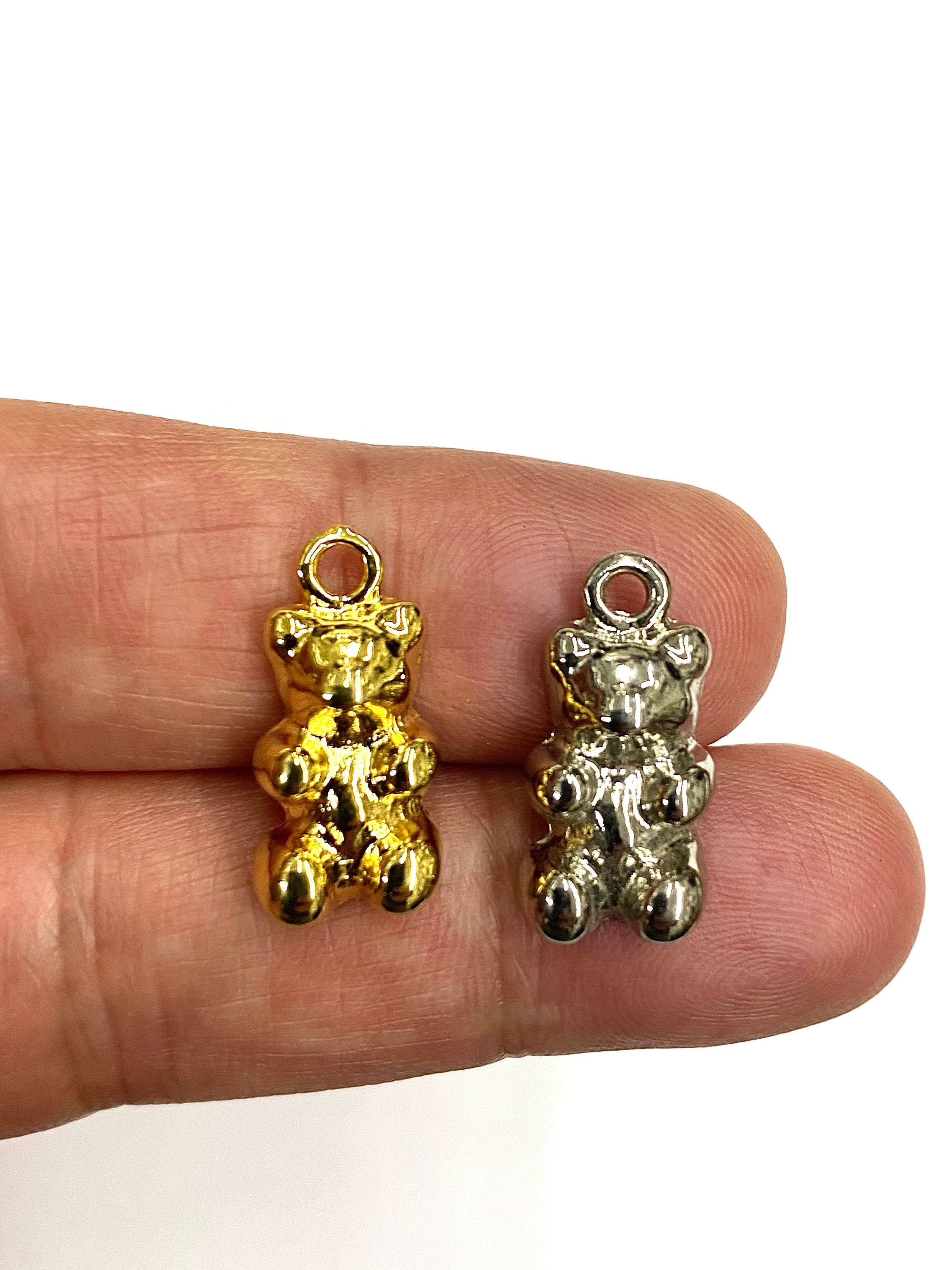 S​hiny Gold Plated Jelly Gummy Bear Pendant - multicolor