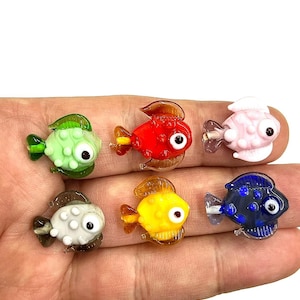 20x20 mm Murano Glass Fish Beads, Murano Fish Charm, Handmade Murano Animal Beads, Murano Glass Findings, Fish Murano Charms