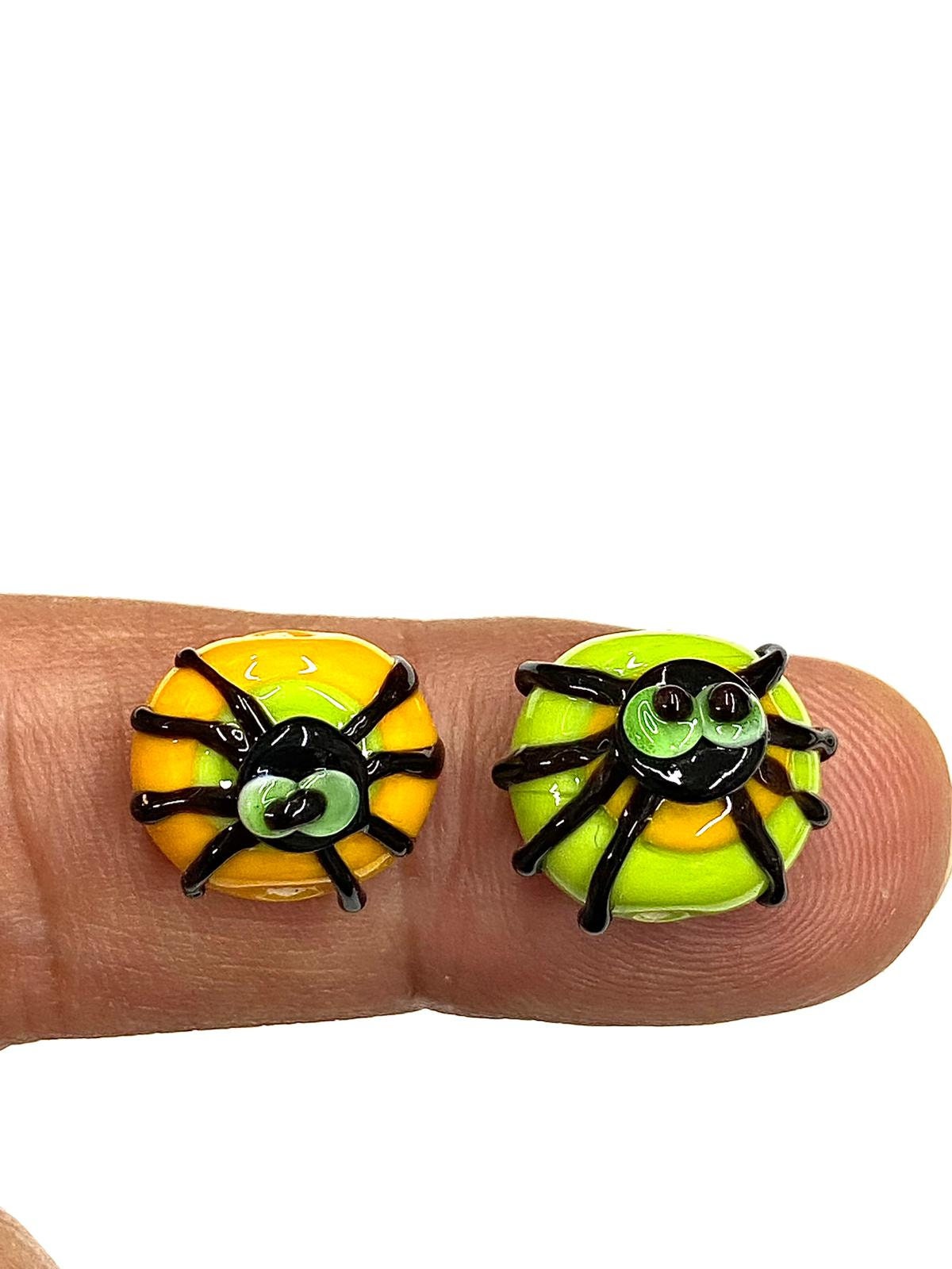 Murano Glass Spider Beads: Handblown Lampwork Charms (15x15 mm)