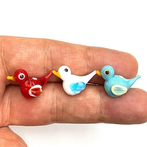 Perline di vetro Murano a forma di uccello da 18 x 20 mm, perline di lavorazione a lume, perline di Murano, perline di vetro soffiato a mano, perline di uccelli, perline fatte a mano per braccialetti fai da te