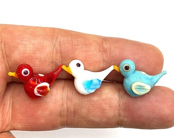 Cuentas de pájaro de Murano: vidrio soplado a mano (18 x 20 mm)
