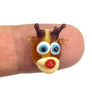 Lampwork Reindeer Murano Beads: Handblown Glass (10x14 mm)