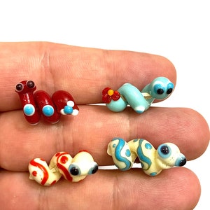 Murano Glass Caterpillar Beads: Handblown Lampwork DIY Bracelet (13x22mm)