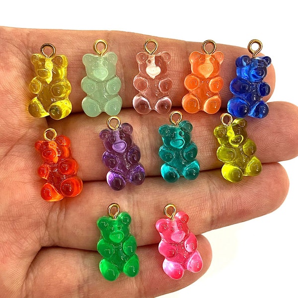 Handmade Acrylic Gummy Bears Charms,Acrylic Teddy Bear Pendant,Acrylic Necklace,Acrylic  Jelly Talisman,Bear Talisman,Acrylic Animal Charms