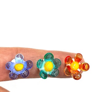 15x15 mm Glass Murano Daisy Beads, Lampwork Beads, Murano Beads, Handblown Glass Beads, Daisy Beads, DIY Bracelet Handmade Beads