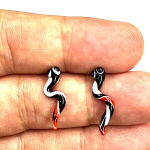 0.5x24 mm Glass Murano Snake Beads, Lampwork Beads, Murano Earring, Handblown Glass Snake,  Handmade Earrings, Glass Snake Earring