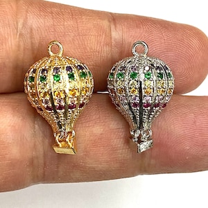 Zircon Stone Hot Air Balloon Pendant Charm