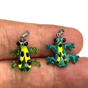 Murano Glas Frosch Anhänger: Artisan Lampwork, Mundgeblasen (20 x 20 mm)