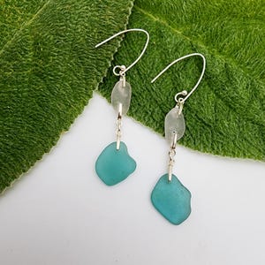 Teal & Lavender Sea Glass Earrings | Sterling Silver Dangle Earrings | Genuine Sea Glass Jewelry | Ocean-Inspired Gift for Her