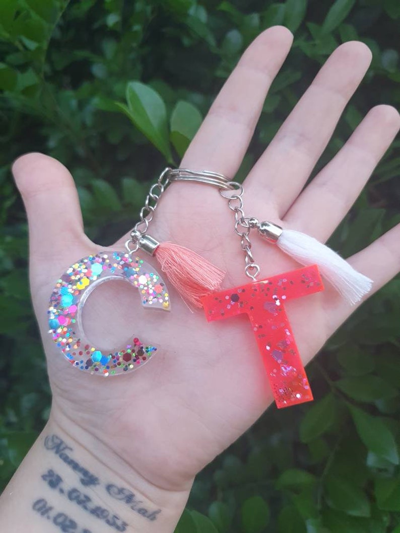 Pink sparkle keychain