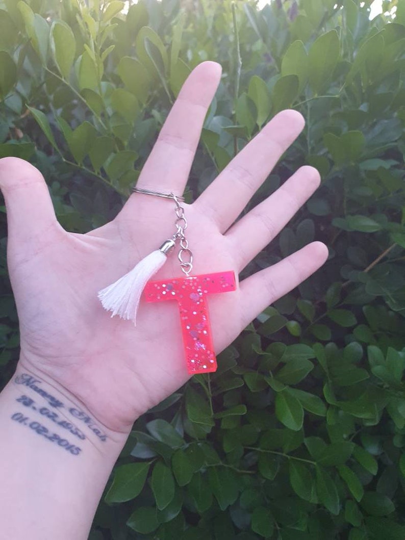 Pink sparkle keychain