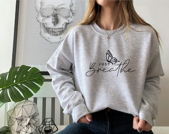 Shirt Just Breathe, shirt positief, meditatieshirt, shirt Hope, Life Shirt, cadeau voor yogaliefhebber, cadeau voor meditatieliefhebber