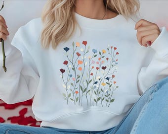 Wildflower T-Shirt for Women, Canvas Tee,Nature Inspired Botanical Shirt, Aesthetic Outfit, Flower Shirt,Ladies Shirt, Gift for Nature Lover