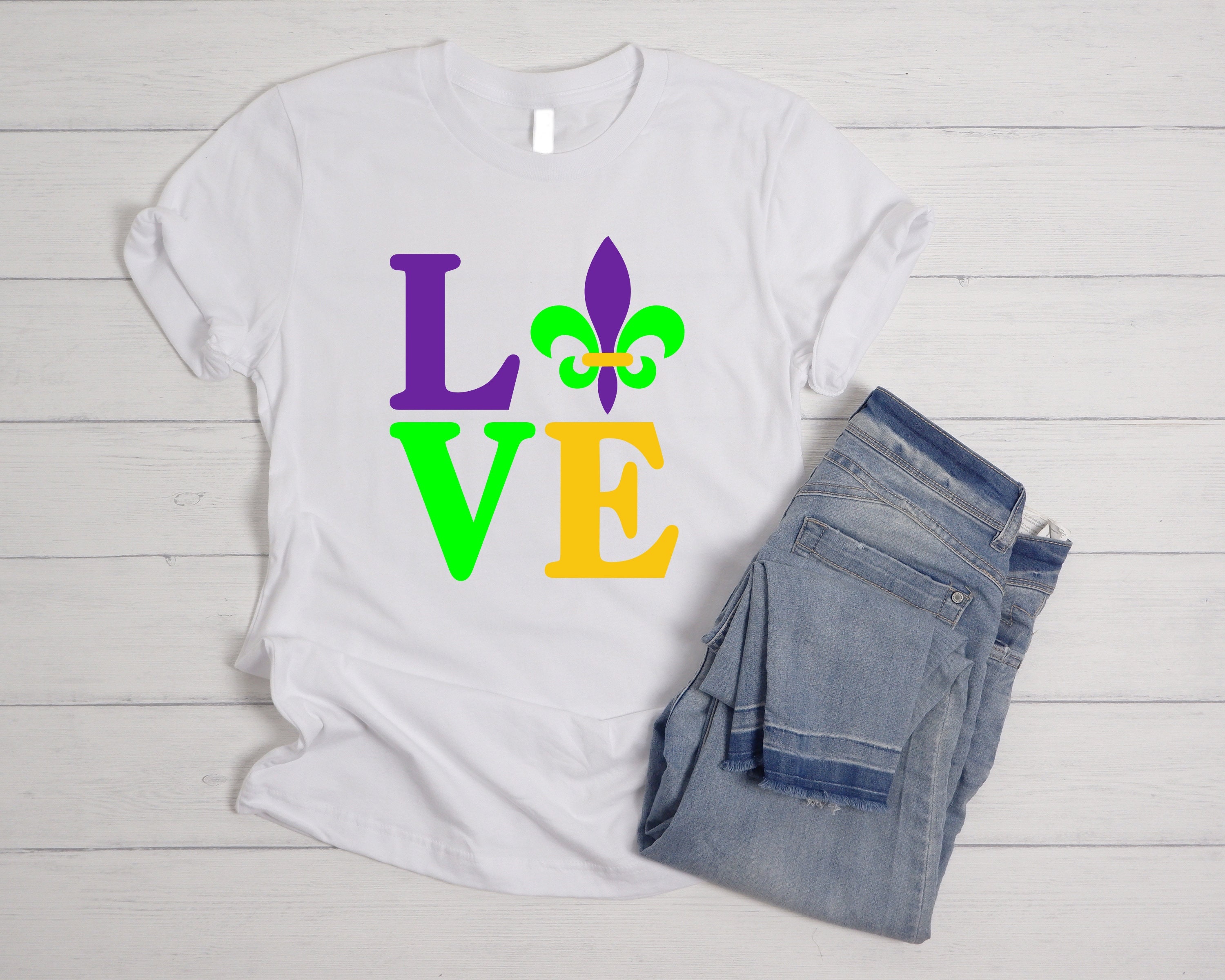 HelloBabyCraftCo Mardi Gras Love Shirt, Mardi Gras Shirt, Saints Shirt, Fat Tuesday Shirt, Louisiana Shirt, Saints New Orleans Shirt, Mardi Gras Day Shirt