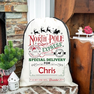Personalized Christmas Bag, Christmas Gift, Santa Bag, Oversized Santa Sack, Christmas Bag, Bag For Presents, Custom Santa Sack