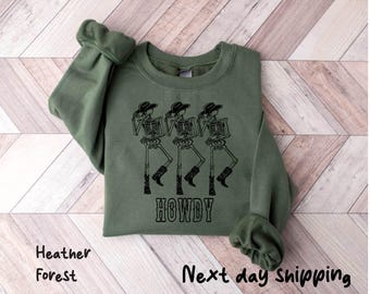 Howdy Dancing Skeleton Halloween shirt,Howdy Halloween Shirt, Halloween Tshirt, Skeleton Shirt, Western Graphic Tee, western sweatshirt
