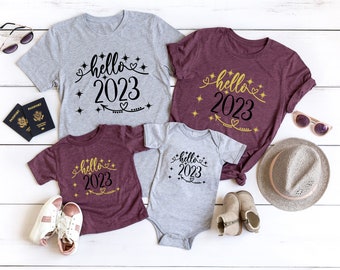 Hallo 2023 T-shirt, 2023 sweatshirt, gelukkig nieuwjaar shirt, grappig kerstshirt, grappig 2023 shirt, familie bijpassende shirt, vakantie shirt