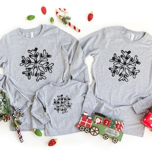 Schneeflocke T-Shirt, Schneeflocke Weihnachtshemd, Schneeflocke Langarm, Winter Sweatshirt, Weihnachtshemd, Familie Weihnachtshemden,