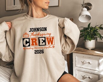 Personalized Family Thanksgiving Sweatshırt, Custom Name Tee, Famıly Matching Thanksgiving Shirts, Cozy season outfıts