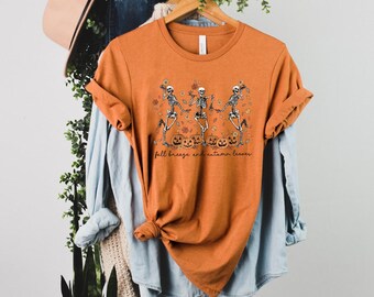 Shirt herfstbries, spookachtig seizoen, shirt herfstbladeren, shirt herfstseizoen ronde hals, shirt herfstbladeren,